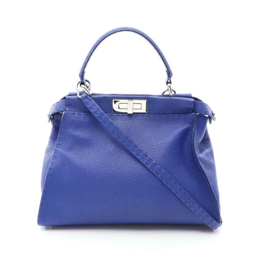 Fendi Selleria Peekaboo Regular Handbag Leather Blue